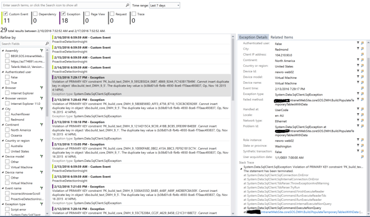 ExceptionInformationApplicaitonInsights